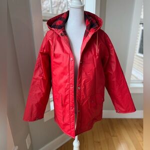 Vintage Red Rainbow Ridge Red Black Plaid Rain Coat Size Small